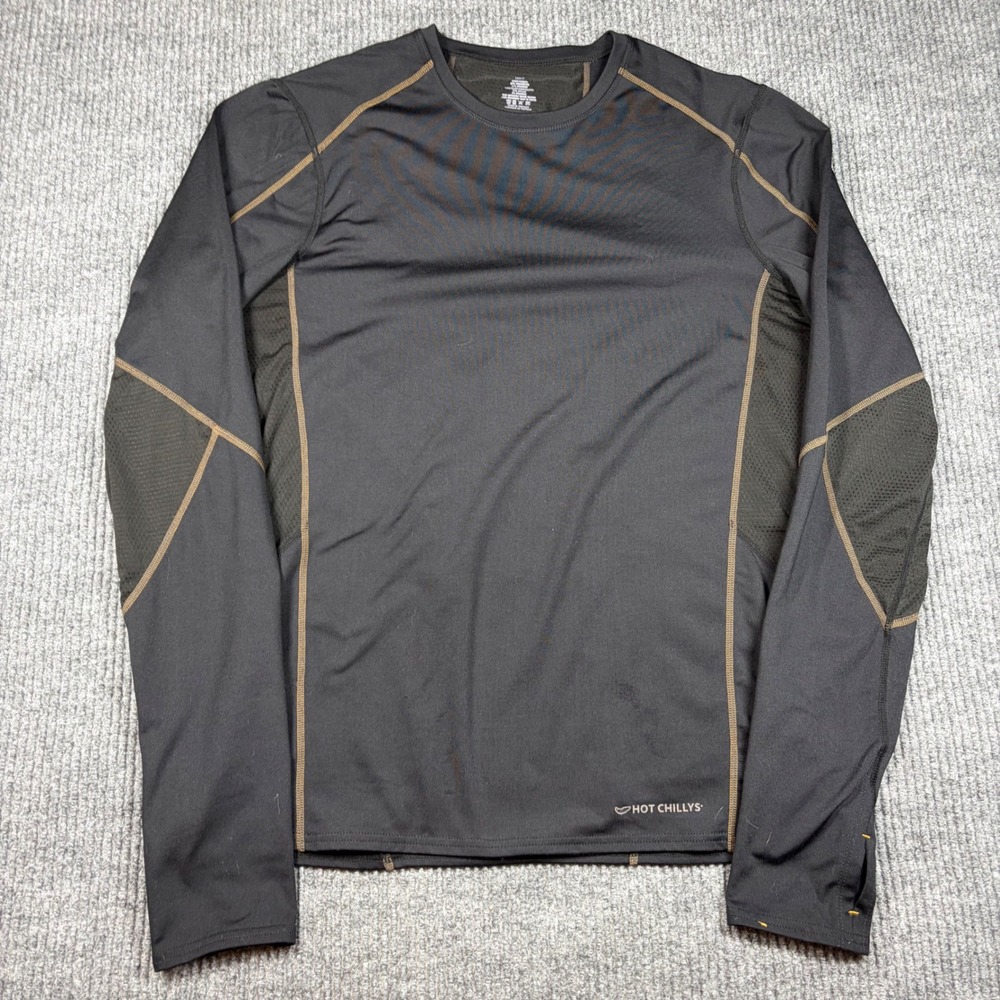 Hot Chillys Shirt Men's XL Black Long Sleeve Base Layer Compression Thumbholes